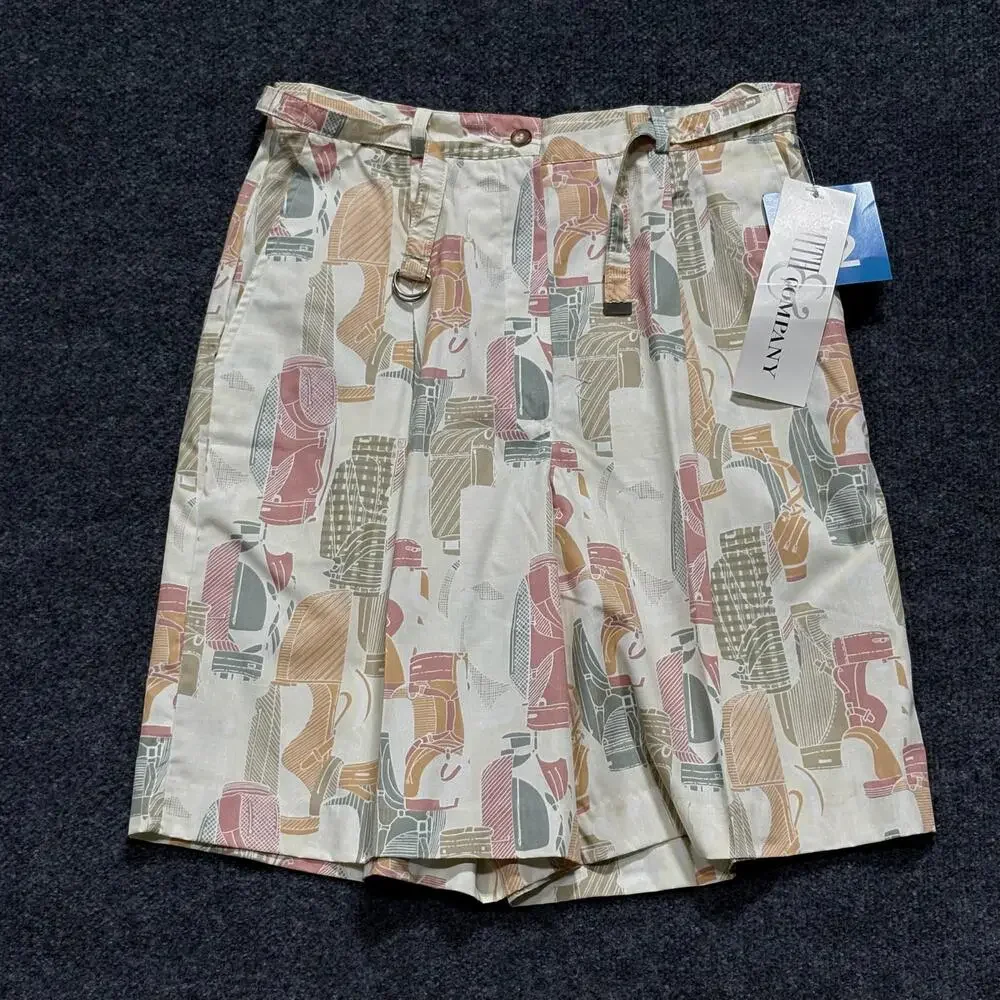 Smith & Company Shorts Womens 12 Multicolor Print Pleated Bermuda Made USA Golf